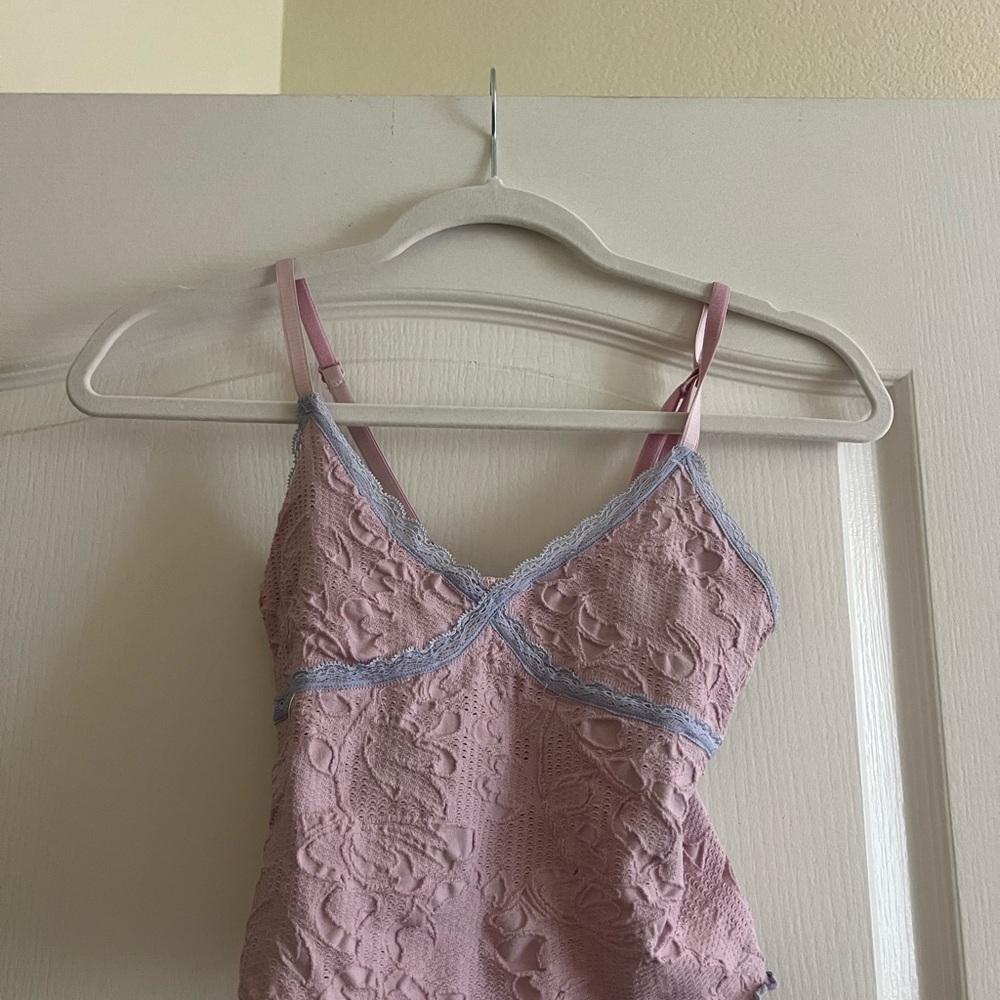 Urban Outfitters Pink Lace Camisole with Purple Trim